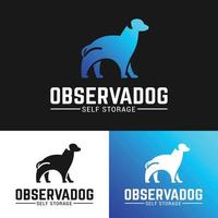 modelo de design de logotipo de silhueta de cão labrador retriever. design de logotipo moderno apartamento minimalista. observadog significa cão de observação vetor