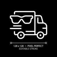 2d pixel perfeito editável branco Óculos logística ícone, isolado vetor, fino linha ilustração representando olho Cuidado. vetor