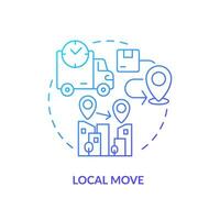 2d local mover gradiente ícone representando comovente serviço, simples isolado vetor, fino linha ilustração. vetor