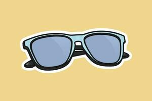 verão brilhante azul Sol óculos adesivo vetor ilustração. verão óculos objeto ícone conceito. verão moda óculos adesivo Projeto para moto e moda com sombra.
