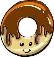 rosquinha mergulhado dentro chocolate, ilustração, vetor em branco fundo