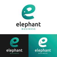 modelo de design do logotipo da letra inicial e elefante vetor