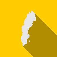 mapa da Suécia isolado em fundo amarelo com sombra longa vetor