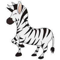 mão desenhada ilustração animal zebra fofa isolada em um fundo branco vetor