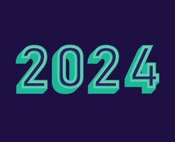 2024 feliz Novo ano abstrato ciano gráfico Projeto feriado vetor logotipo símbolo ilustração com roxa fundo