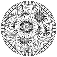 padrão circular em forma de mandala com flor para henna, mehndi, tatuagem, decoração. vetor