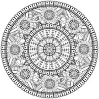 padrão circular em forma de mandala com flor para henna, mehndi, tatuagem, decoração. vetor