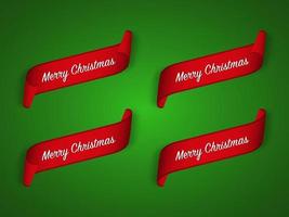 conjunto de quatro fitas vermelhas de Natal modernas sobre fundo verde. ilustração vetorial de feliz natal vetor