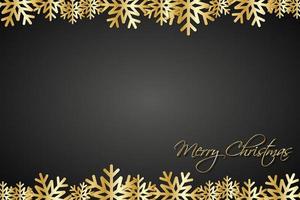 fundo preto de Natal forrado de flocos de neve dourados. cartão de férias simples. Feliz Natal vetor