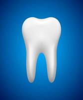dente branco sobre fundo azul. ícone de estomatologia. ilustração vetorial realista vetor