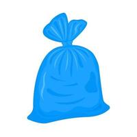 saco de lixo de plástico cheio. pacote azul com lixo. pacote de lixo amarrado