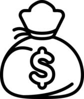 ícone de linha para bolsa de dinheiro vetor