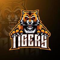 design de logotipo do mascote com cara de tigre vetor