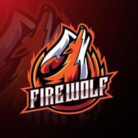 Design do logotipo Fire Wolf Esport vetor