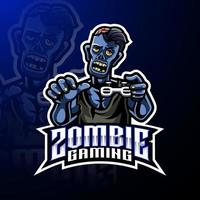 design do logotipo do mascote zumbi morto-vivo vetor