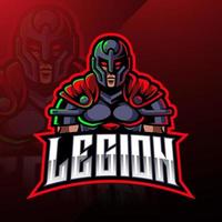 Design do logotipo do mascote do legion warrior esport vetor