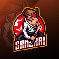 design do logotipo do mascote samurai esport vetor