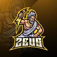 Design do logotipo do mascote Zeus Esport vetor