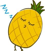 abacaxi dormindo, ilustração vetorial ou colorida. vetor