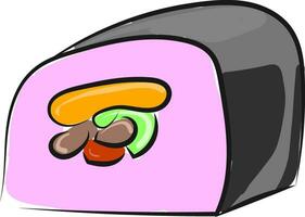 Sushi com vegetal, vetor ou cor ilustração.