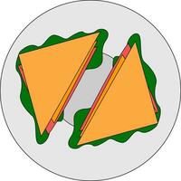 uma prato do saboroso sanduíche, vetor ou cor ilustração
