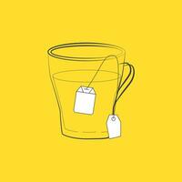 clipart do uma mergulho chá saco dentro uma copo conjunto isolado em amarelo fundo vetor ou cor ilustração