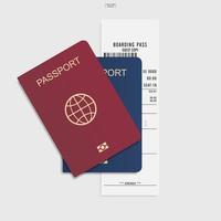 passaporte e bilhete de embarque em fundo branco. vetor. vetor