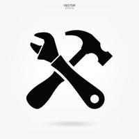 ícone de chave inglesa de martelo e alicate. sinal e símbolo de ferramenta de artesão. vetor. vetor