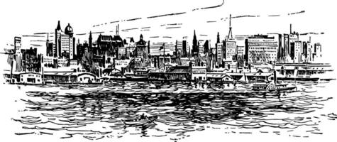 Horizonte do Novo Iorque dentro 1912 vintage ilustração. vetor