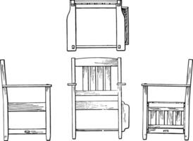 ortográfico projeção do braço cadeira, vintage ilustração vetor