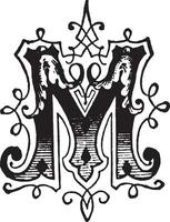 m, ornamental carta, vintage ilustração vetor