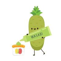 wasabi Grato vetor. wasabi raiz personagem. wasabi raiz em branco fundo. vetor