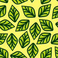 elegante verde tropical natureza folhagem folhas repetir desatado padronizar rabisco desenho animado estilo papel de parede vetor ilustração