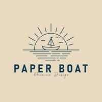 papel barco logotipo linha arte minimalista vetor ilustração Projeto