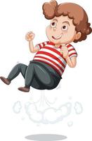 autocolante de personagem de desenho animado de menino pulando vetor