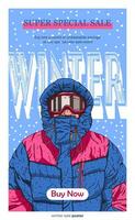 inverno venda poster mão desenhado estilo vetor ilustração