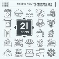 ícone conjunto chinês Novo ano. relacionado para feriado símbolo. linha estilo. simples Projeto editável. simples ilustração vetor