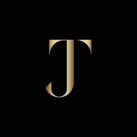interligado carta j e t dentro ouro logotipo vetor