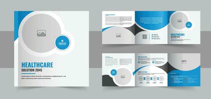 médico ou cuidados de saúde quadrado triplo folheto modelo ou mdico, hospital saúde Cuidado quadrado triplo folheto modelo vetor