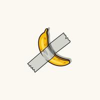 ilustração do uma banana com duto fita em a parede, conceito vetor ilustração