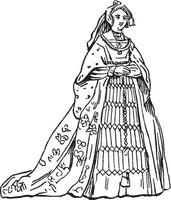 fêmea traje a partir de a Tempo do Henry viii, vintage ilustração. vetor