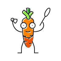 cenouras fruta ginástica personagem cor ícone vetor ilustração