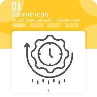 ícone de tempo de atividade com estilo de contorno isolado no fundo branco. ilustração vetorial modelo de design de ícone de símbolo de sinal de simples elemento linear simples para web, ui, ux e aplicativos móveis. curso editável vetor