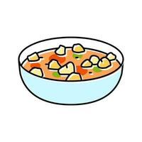 Sopa grossa de vegetais e macarrão sopa italiano cozinha cor ícone vetor ilustração