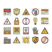 elétrico Perigo choque poder ícones conjunto vetor