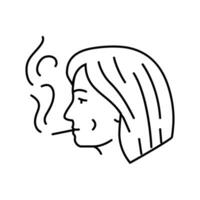 fêmea fumar cigarro linha ícone vetor ilustração