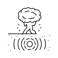 explosão tremor de terra desastre linha ícone vetor ilustração
