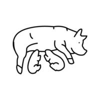 porco leitões Fazenda linha ícone vetor ilustração