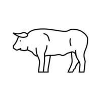 touro em pé animal linha ícone vetor ilustração