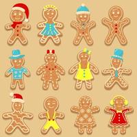 conjunto de biscoitos de homens de gengibre para o Natal. vetor